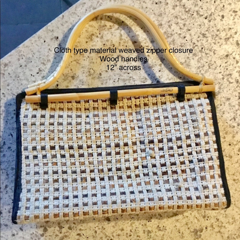Vintage cloth & wood handbag